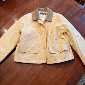 J. Crew Beige Utility Jacket with Brown Collar